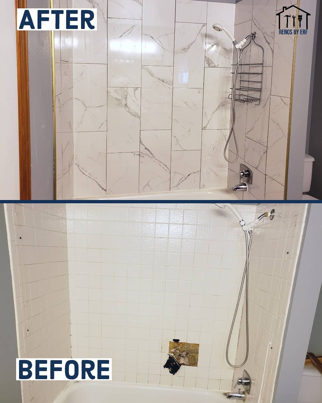 When a client wanted a broken soap dish replaced, but I found mold and rot behind the tile, I re-tiled the tub/shower combo.